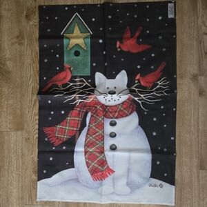 CAT SNOWMAN Flag. Quality Large Flag